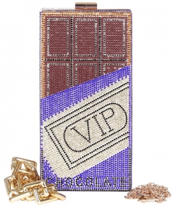 Chocolate VIP Rhinestone Crossbody Bag 6627 ROYAL BLUE